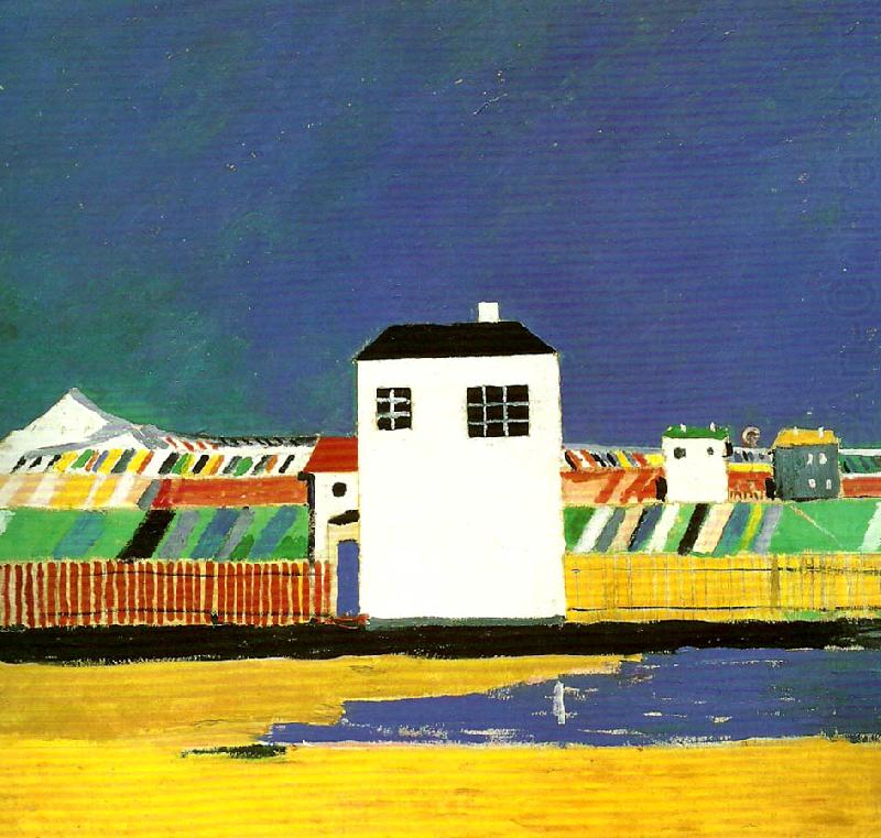 landscape with a white house, Kazimir Malevich